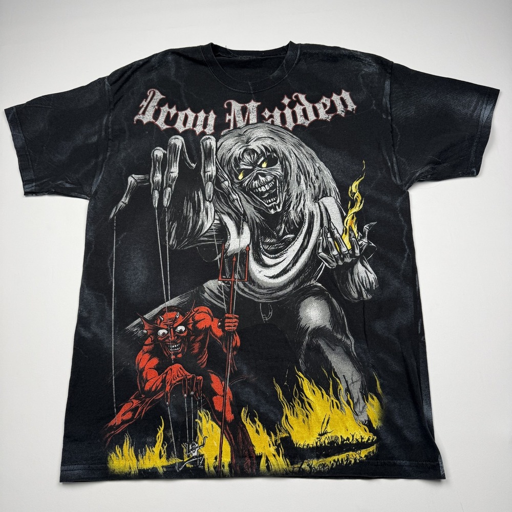 Iron Maiden Shirt Mens L Black Eddie Number Of The Beast Graphic Metal Band Tee